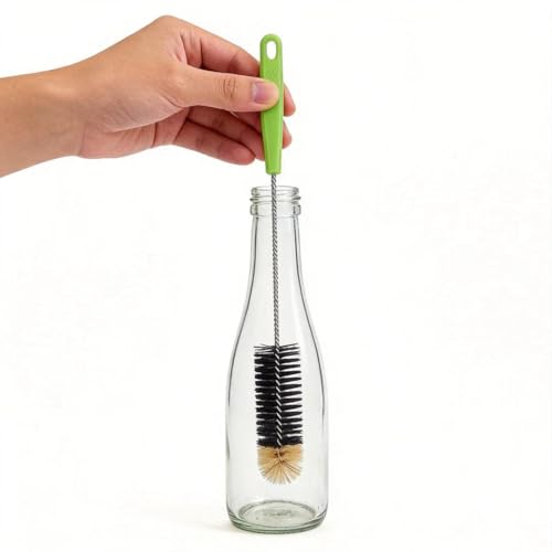16 Inches Bottle Brush with Long Handle, Stainless Steel Wire Compact Multi-Use Bendable & Flexible Cleaning Narrow Neck Beer Bottles Brush,Durable Household Washing Tools for Vase Pipes Sink