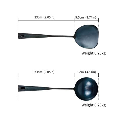 ZhenSanHuan Traditional HandMade Iron Wok Ladle Long utensil Ladle 32CM - size: 32CM/12.6'', style: Ladle