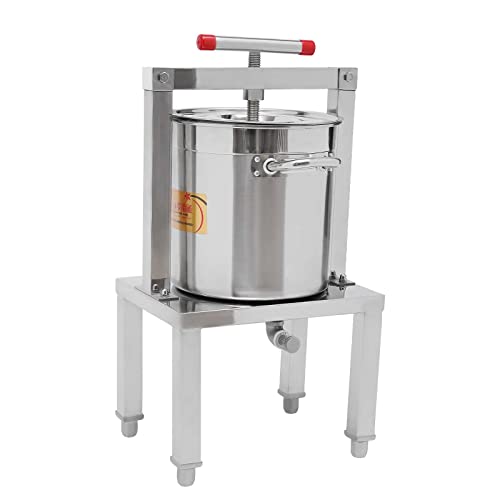 Manual Honey Press Extractor DIY Honey Extractor Beekeeping Stainless Steel Household Manual Honey Press, Manual Press for Wine Honey and Juice Making, Capacity 13.25L (Silver) (Silver)