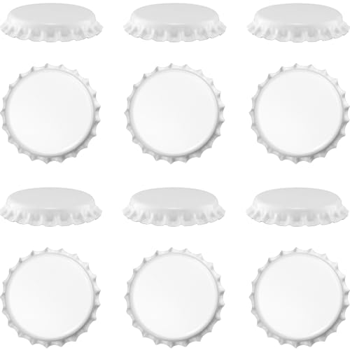 Beer Bottle Colored Pry-Off Caps 12-pk [ Choose Your Color ] - Oxygen Absorbing, 26mm Crown Seal Cork, Kombucha/Homebrew, PVC Free (White) - color: White