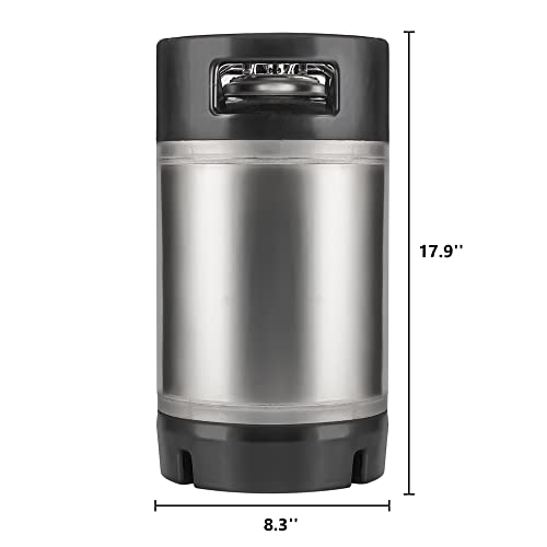 TMCRAFT New 3 Gallon Ball Lock Keg, Stainless Steel Beer Keg with Dual Rubber Handle for Home Brew- 2 Pack