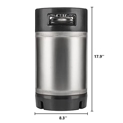 TMCRAFT New 3 Gallon Ball Lock Keg, Stainless Steel Beer Keg with Dual Rubber Handle for Home Brew- 2 Pack