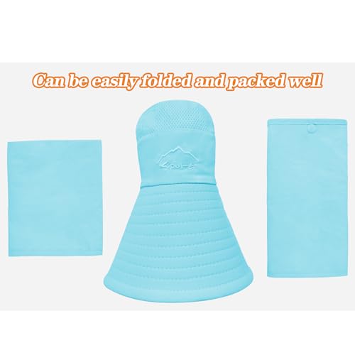 Sun Hats for Men Women Fishing Hat UPF 50+ Breathable Wide Brim Summer UV Protection Hat - color: Blue(with Face Cover & Neck Flap )