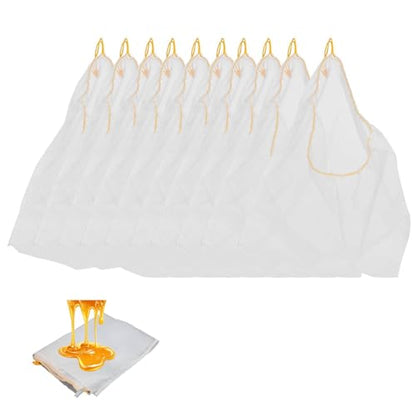 10PCS Honey Strainer Filter Reusable Bee Honey Net Bag Nylon Mesh Strainer Washable Beekeeping Supplies with Adjustable Drawstring for Wax Beer Nut Milk