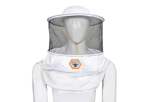 Beekeeping Veil Hat for Beekeepers 360° Protective High Visibility Mesh Breathable Ventilated Design Secure Elastic Fit (BP-105 White-1 Pack Veils) - color: White, size: 1-pack