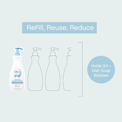 AspenClean | Dish Soap & Refill | Unscented | Liquid Dishwashing Detergent Soap | Non - Toxic | 100% Natural | EWG Verified | 64 fl oz - Refills Over 3.5 Standard Soap Bottles