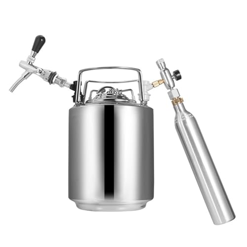 10L Cornelius Keg Kit,Stainless Steel Brewery Beer Keg Barrel Beverage Container with Beer Tap,Co2 Regulator & 0.6L Soda Bottle