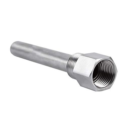 Stainless Steel Thermowell 1/2" NPT Threads, 120mm Thermopocket for Fast Ferment Thermometer Stainless Steel Thermometer, FasterFerment Accessories