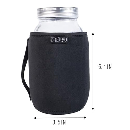 32oz Mason Jars Sleeves Neoprene 32oz Regular and Wide Mouth Mason Jar Sleeves Holder with Handle (Black, 4pcs) - color: Black, 4pcs