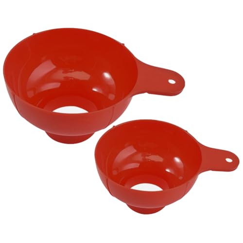 2Pcs 2 Sizes Wide Mouth Plastic Funnel Canning Funnels for Filling Mason Jars Cooking for Kitchen Filling Bottles Transferring Liquid Dry Ingredients Oil Coffee Beans Spice Blends (Red) - color: Red-2Pcs
