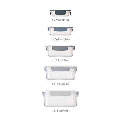 Joseph Joseph Nest Lock Plastic BPA Free Food Storage Container Set with Lockable Airtight Leakproof Lids, 10-Piece, Sky - color: Blue, size: Rectangular, style: 10pc