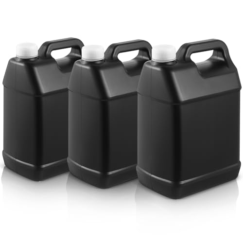 Ziliny 3 Pcs 1 Gallon Plastic Jug with Lids Square Empty Storage Containers HDPE Carboy Plastic Jar Containers for Water Beverage Oil Liquids (Black) - color: Black, size: 1 Gallon