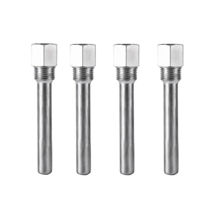 Oumefar 4PCS Thermowell, Stainless Steel Thermowell 1/2 inch NPT Threads Temperature Sensors, Thermometer Instruments Thermowell for Homebrew Brewing Beer Fermenter(3PCS)