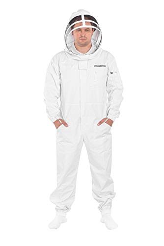 Varomorus Professional Beekeeping Suit Full Body 100% Cotton with Veil Hood (M) - size: Medium
