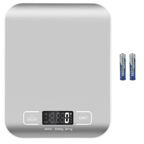 Digital Shipping Scale,Stainless Steel Panel, Accurate 5kg/1g Portable Postal Scale for Packages, Small Business,Kitchen, Food, Handmade, Liquids, and Boutique (Silver) - color: Silver Battery(5kg/1g)