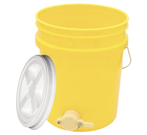 House Naturals Plastic 5 Gallon Honey Food Grade Bucket with Honey Gate for Beekeeping Apiary and Screw on Lid (Yellow) - color: Yellow
