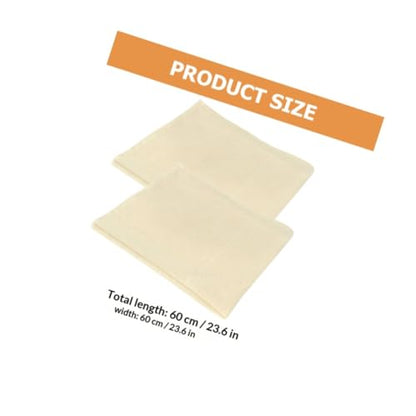 SECFOU Reusable Cheesecloth Food Strainer Cloth for Cheese Making and Tofu 60×60cm Cotton Filter Cloth with Hemmed Edges, 2pcs Set for Kitchen Straining and Draining