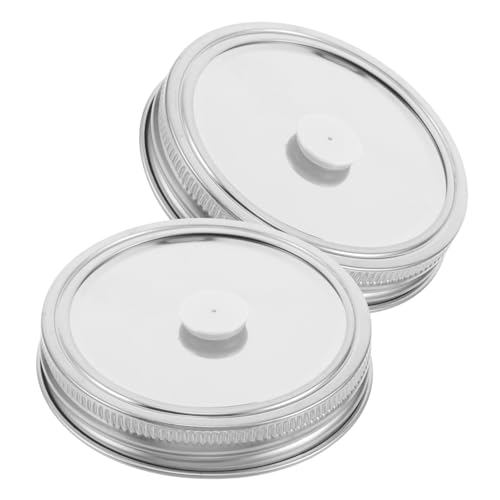 MAGICLULU 2pcs Stainless Steel Mason Jar Lids Vacuum Sealer for Wide Mouth Jars Canning Storage Accessory