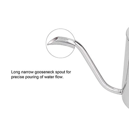 RiToEasysports 304 Stainless Steel Gooseneck Kettle with Thermometer Hole Coffee Pouring Pot Perfect for Hotels Restaurants, 8.6x5.4in (Silver 350ML) - color: Silver 350ML