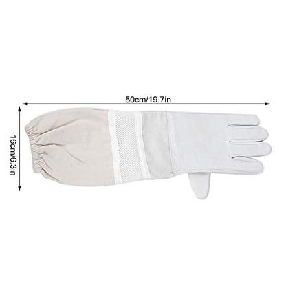 Bee Gloves with Long Sleeves, XL, Breathable Mesh, Elastic Cuff Protective Beekeeper Tool - Durable Goatskin Leather, Ergonomic Design for Hand and Forearm Safety (XL) - size: XL