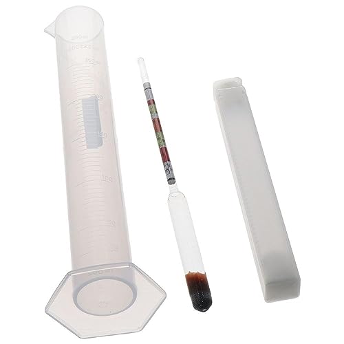 3 Pcs Scale Hydrometer and Test Jar Combo Include 1 Scale Hydrometer with Storage Bag and 250 ml Plastic Cylinder for Wine Beer Mead