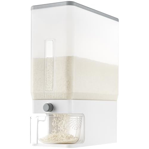 Lifewit Rice Dispenser 25 Lbs(11.3kg), Rice Storage Container Sealed Moisture Proof with Measuring Cup for Kitchen Pantry Household, BPA-Free, 1 Pack Clear - color: Clear