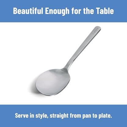 Misen Serrated Chef Spoon – Stainless Steel Multipurpose Cooking Spoon with Cutting Edge for Slicing Avocados Scooping Casseroles Breaking Ground Meat and Serving at the Table - style: Serrated Spoon