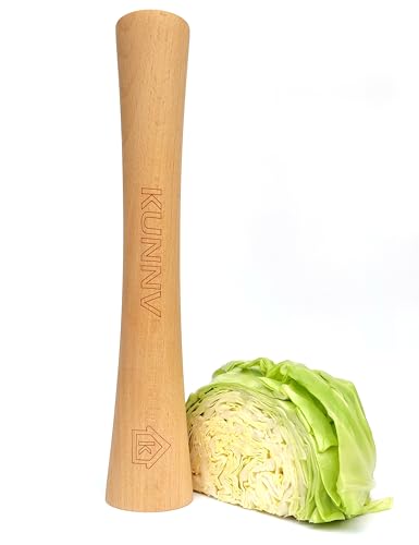 Sauerkraut Pounder for Mason Jars Vegetable Fermentation Packer Kimchee Tamper,One Piece of Solid beech Wood (12 inch)