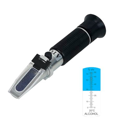 Alcohol Refractometer with ATC,Range 0-80% v/v. Alcohol Content Measurement Tool Tester for Alcohol Liquor Production, Ethanol with Water Winemaker