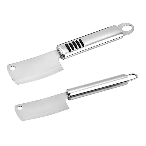 Healifty 2pcs Stainless Steel Mini Kitchen Knife Chopping Cheese Spatula Butter Knife Serrated Multi-function for Home Restaurants and Catering