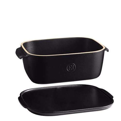 Emile Henry, Black Cheese Storage Box/Serving Platter, 12 x 8 x 4.4in - color: Black