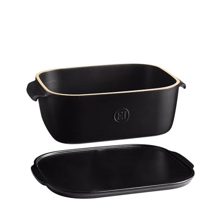 Emile Henry, Black Cheese Storage Box/Serving Platter, 12 x 8 x 4.4in - color: Black