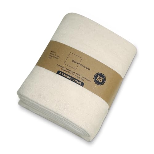 Dark White Premium Reusable Cheesecloth 100% Organic Cotton for Straining, Cooking, Nut Milk, Durable, Chemical-Free, Multi-Purpose Fabric for Crafts, and Household Needs (8 Yard Roll - Grade 50) - size: 8 Yard Roll - Grade 50