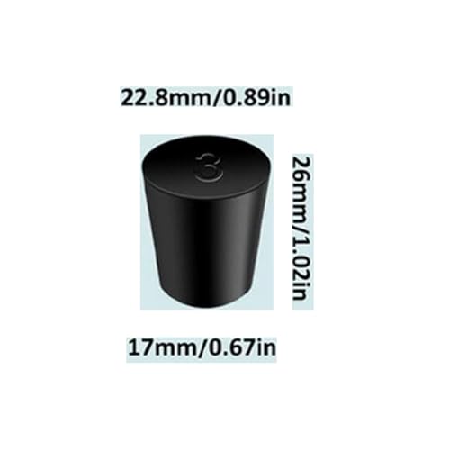 Laboratory Grade Rubber Stoppers, 20 Pieces Assorted Tapered Bungs Set, 3# Solid Black Round Rubbers Hole Plugs - size: 20pcs 3#