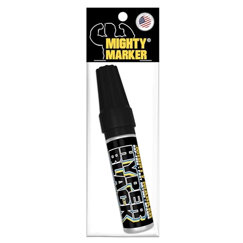Hyper Black PM-130 Shorty - Industrial Paint Marker - 17ML - True Black High Visibility Permanent Paint Pen for All Non-Porous Surfaces - Valve Action Chisel Tip