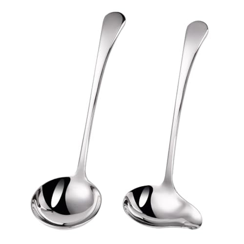 1-Piece Sauce Ladle and 1-Piece Gravy Ladle, 18/10 Stainless Steel, Dishwasher Safe(Silver)