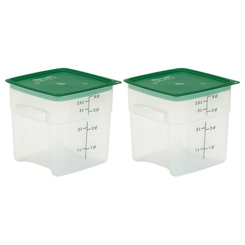 Cambro Food Storage Containers with Lids (Microwave Safe and BPA-Free) - 4 QT (Quart) Square Food Storage Container with Lid (2 Pack)