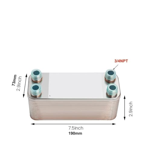 20 30 Plates Wort Chiller Heat Exchanger Stainless Steel Homebrew Beer Cooler Counterflow Chiller Brazed Plate Heat Exchanger(20P) - color: 20P