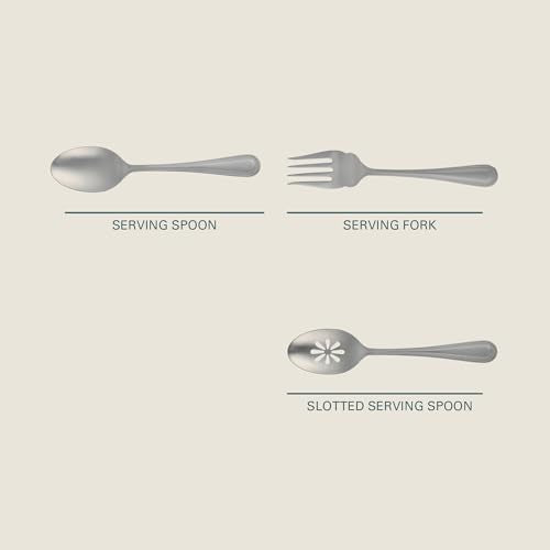 Gibson Home Sinta 87-Piece Stainless Steel Flatware Set with Bead Border Design – Service for 12 Plus Serving Utensils, Polished Silverware, Dishwasher Safe - size: Service for 12 w/ Serving Utensils (87pcs)