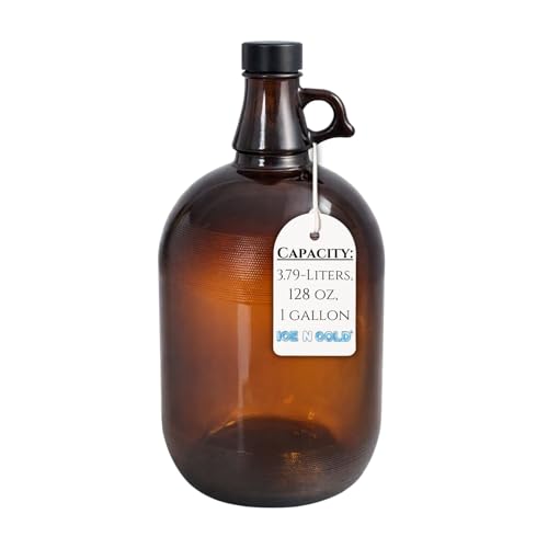 1 Gallon (128oz) Amber Glass Jug With 38mm Cap | Pack of 6 | FAST SAME DAY SHIPPING