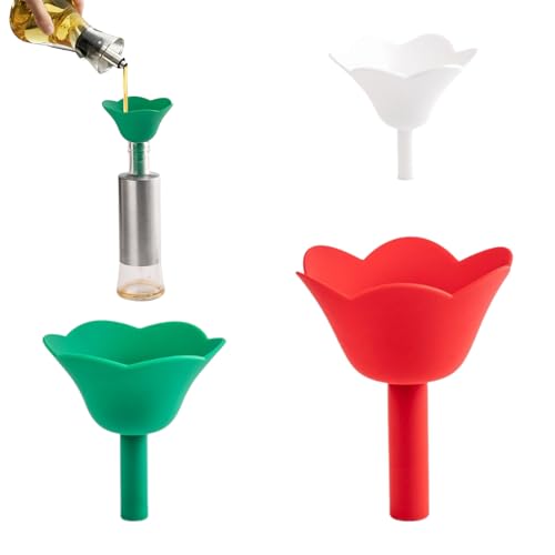 Upgrade Kitchen Funnel Set 3 Pack, Small and Large, Kitchen Gadgets Accessories Silicone Funnels for Filling Water Bottle Liquid Transfer Food Grade (A) - color: A
