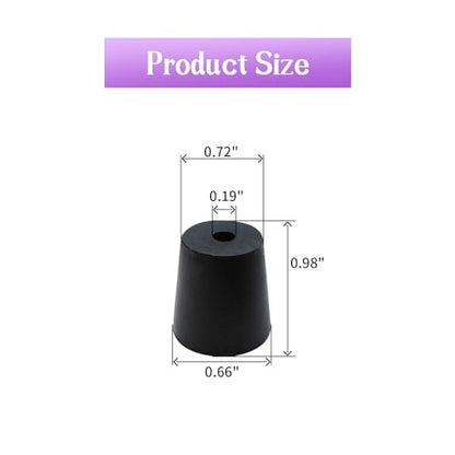 6Pcs Solid Rubber Stopper Bungs with Hole 18mm to 24mm Solid Test Tubes Bungs Stopper for Flask, Plug Holes and Test Tube(Black) - size: 18mm to 24mm