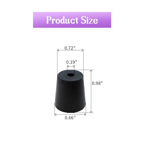 6Pcs Solid Rubber Stopper Bungs with Hole 18mm to 24mm Solid Test Tubes Bungs Stopper for Flask, Plug Holes and Test Tube(Black) - size: 18mm to 24mm