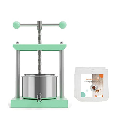 Cheese Tincture Herb Fruit Wine Manual Press with Reusable Filter Bags,Stainless Steel Barrels Press Machine for Juice, Vegetable,Wine,Olive Oil