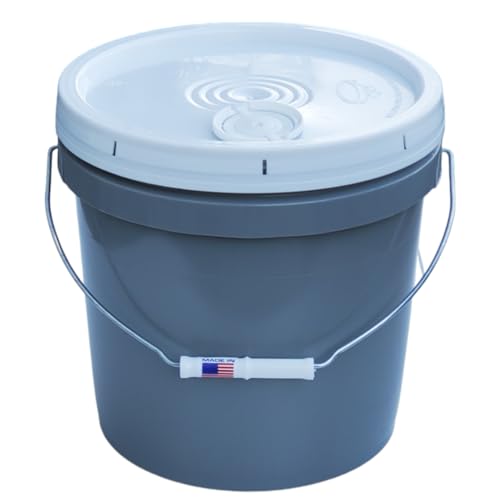 2 Gallon Bucket with Lid & Handle Pour Spout Leak Proof Food Grade HDPE Pail Storage Container Gamma Seal Air Tight Premium Quality BPA Free Buckets All Purposes Dry & Liquid Contents FDA Compliance - color: Gray