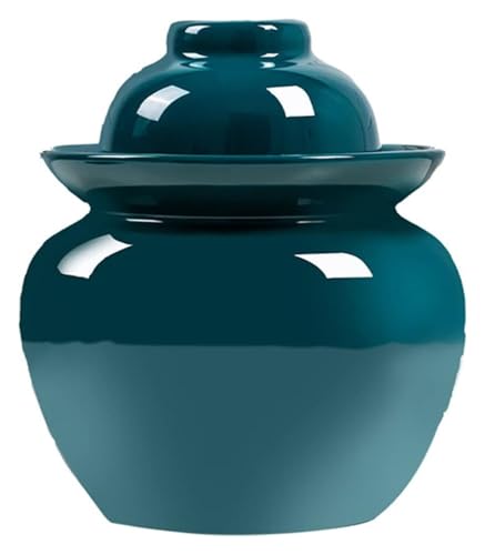 Fermentation Jars，Fermentation Crock Jar,Sauerkraut Crock,Pickle Jar Traditional Chinese Ceramic Fermentation Crock Jar Pickling Jar With Water Seal Airlock Lid,Large Thickened Ceramic Pickle Jar Kimc - color: Green, size: 5KG