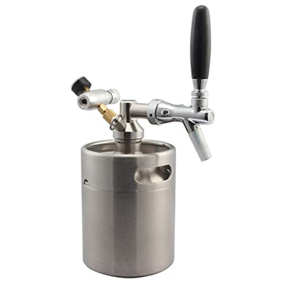 Mini Stainless Steel Beer Keg,Portable Home Dispenser System to Keep Fresh for Home Kitchen Brewing Beer,Keeps Carbonation for Craft Beer Draft and Homebrew,2 liters