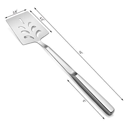 New Star Foodservice Hollow Handle Notched Serving Spoon (Silver, Perforated Spatulas (15-Inch)) - size: Perforated Spatulas (15-Inch)