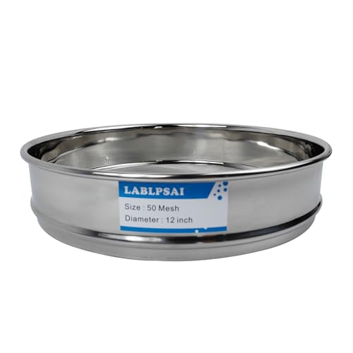 50 Mesh Lab Sieves 12" Diameter 304 Stainless Steel Wire Cloth Test Sieve for Industrial Laboratory Home - size: 50 mesh