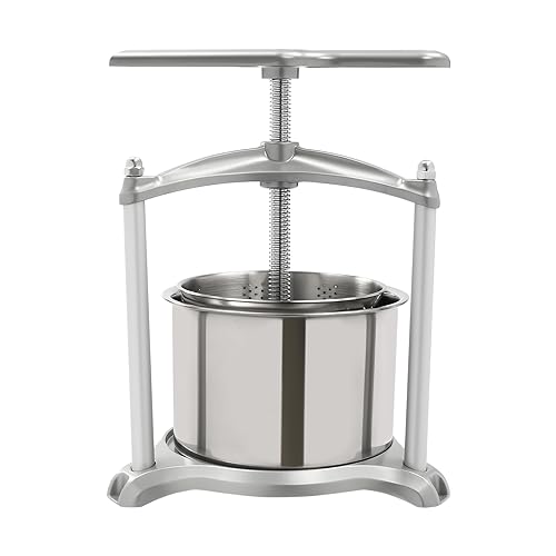 Fruit Wine Press 1 Gallon Stainless Steel Manual Juice Maker for Apple Grape Berry Vegetables Crusher Olive Oil Cider Wine Making Press Machine - color: 1 Gallon